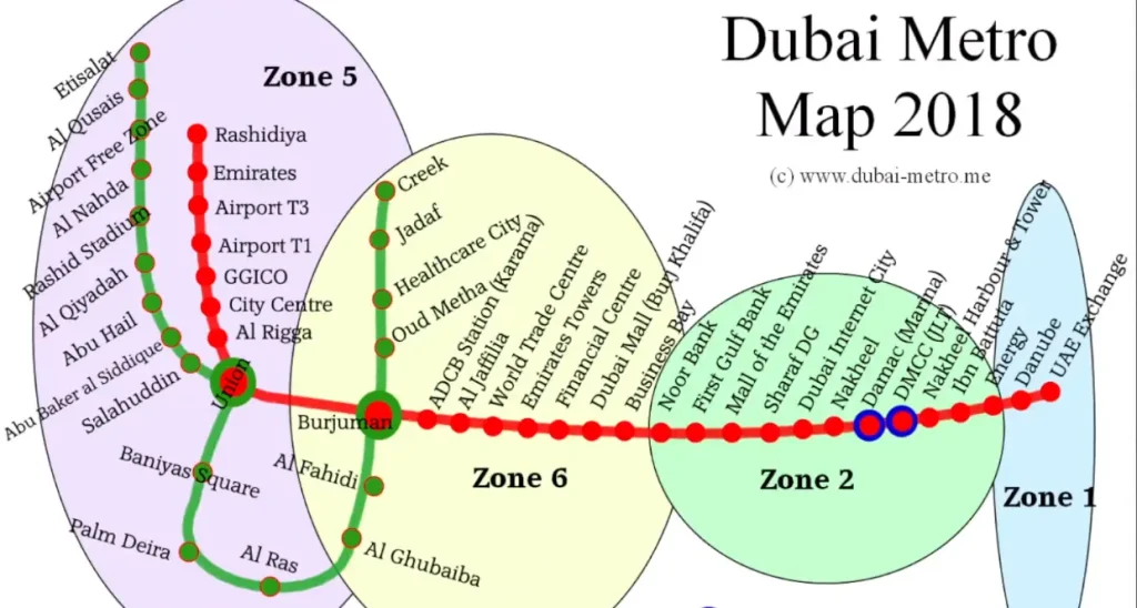 Dubai metro fare and zones 1 Dubai metro fare and zones